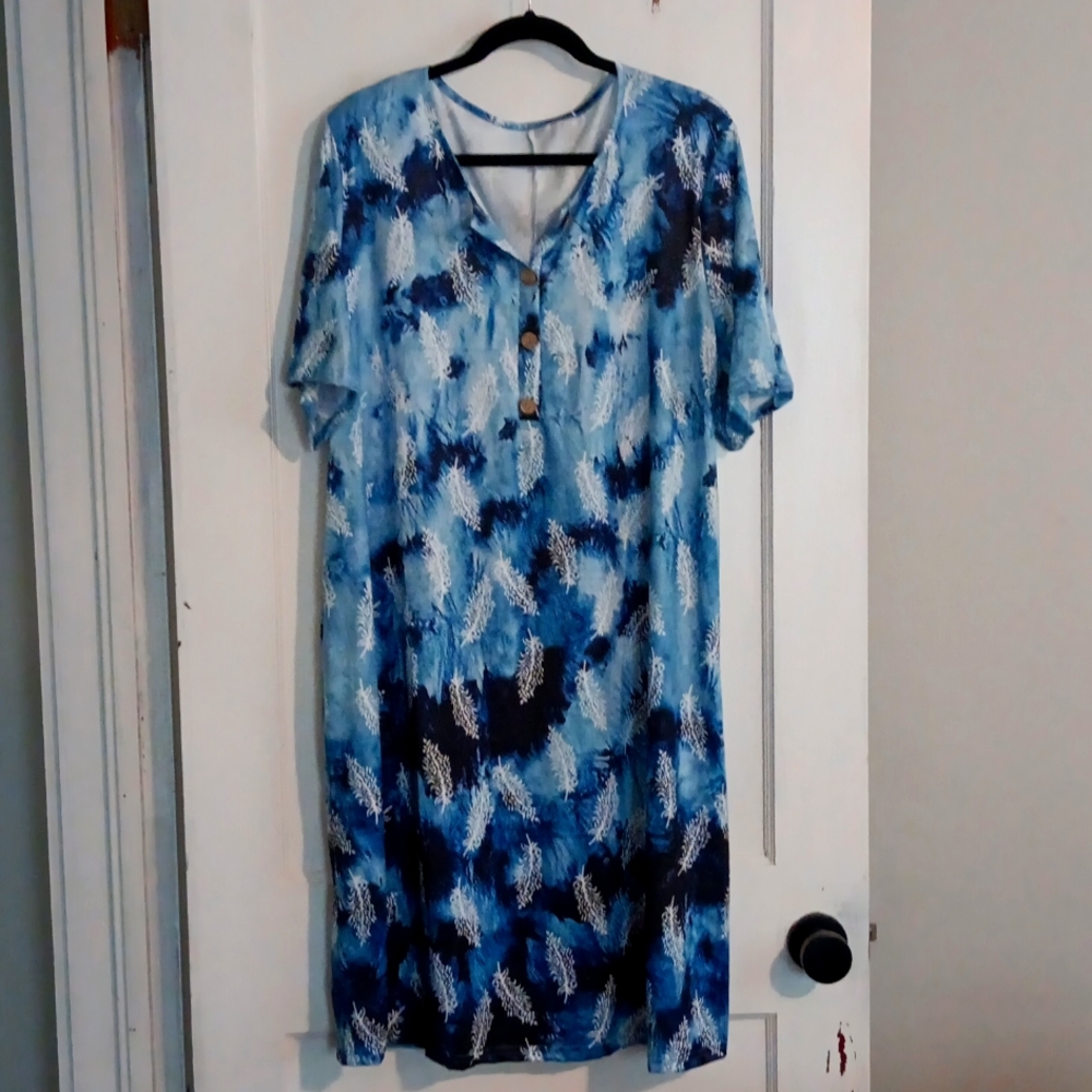 Ladies blue and white Dress, Sz 2X